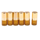 Maxbell 6x 2mL Empty Roller Bottle w/ Glass Ball for Essential Oils  Gold Lids