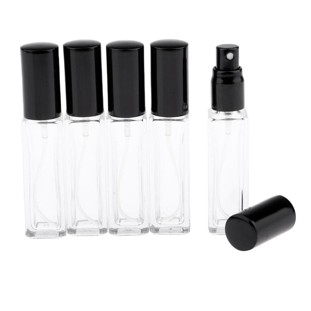 Maxbell 5x 8ml Refillable Perfume Atomizer Empty Spray Bottle Black Cap