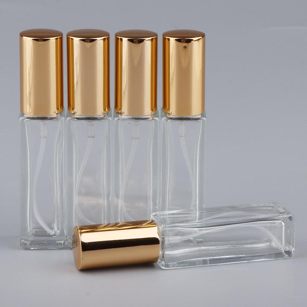 5x 8ml Refillable Perfume Atomizer Empty Spray Bottle Golden Cap