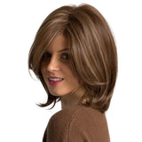 Maxbell 12" Natural Short Bob Wig Soft Straight Synthetic Hair Full Wigs Side Part