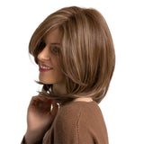 Maxbell 12" Natural Short Bob Wig Soft Straight Synthetic Hair Full Wigs Side Part
