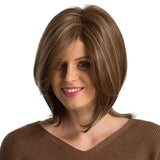Maxbell 12" Natural Short Bob Wig Soft Straight Synthetic Hair Full Wigs Side Part