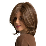 Maxbell 12" Natural Short Bob Wig Soft Straight Synthetic Hair Full Wigs Side Part