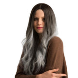 Maxbell 24inch Fashion Long Curly Hair Synthetic Wig Women Cosplay Black Ombre Brown