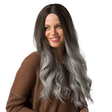 Maxbell 24inch Fashion Long Curly Hair Synthetic Wig Women Cosplay Black Ombre Brown
