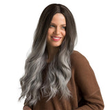 Maxbell 24inch Fashion Long Curly Hair Synthetic Wig Women Cosplay Black Ombre Brown