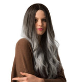 Maxbell 24inch Fashion Long Curly Hair Synthetic Wig Women Cosplay Black Ombre Brown