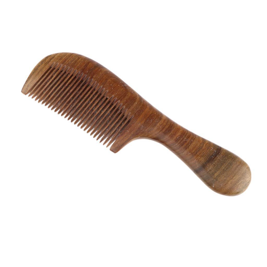 Maxbell Women Antistatic Natural Green Sandalwood Long Handle Hair Comb Fine Tooth - Aladdin Shoppers