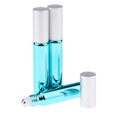 Maxbell 3pcs Empty Refillable Container Essential Oil Roller Bottles Vials Sky Blue