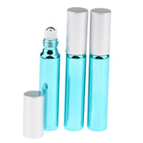 Maxbell 3pcs Empty Refillable Container Essential Oil Roller Bottles Vials Sky Blue