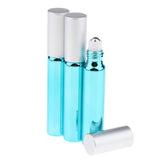 Maxbell 3pcs Empty Refillable Container Essential Oil Roller Bottles Vials Sky Blue