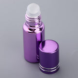Maxbell 3Pcs Empty Roll on Bottles 5ml Glass Roller Bottle for Perfume Essential Oil Purple