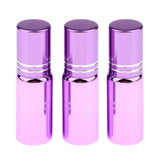 Maxbell 3Pcs Empty Roll on Bottles 5ml Glass Roller Bottle for Perfume Essential Oil Purple