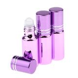 Maxbell 3Pcs Empty Roll on Bottles 5ml Glass Roller Bottle for Perfume Essential Oil Purple