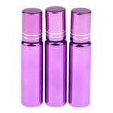 Maxbell 3x Empty Refillable Container Essential Oil Roller Bottles Vials 10ml Purple