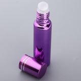 Maxbell 3x Empty Refillable Container Essential Oil Roller Bottles Vials 10ml Purple