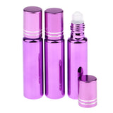 Maxbell 3x Empty Refillable Container Essential Oil Roller Bottles Vials 10ml Purple