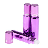 Maxbell 3x Empty Refillable Container Essential Oil Roller Bottles Vials 10ml Purple