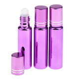 Maxbell 3x Empty Refillable Container Essential Oil Roller Bottles Vials 10ml Purple