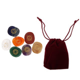 Max Set of 7 Stones Engraved Symbols Polished Palm Stones Reiki Colored Crystal