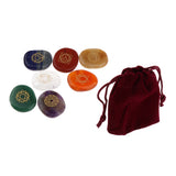 Max Set of 7 Stones Engraved Symbols Polished Palm Stones Reiki Colored Crystal