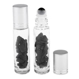 Max 10ml Crystal Glass Roll-onBottle Natural Crystal Stone Obsidian