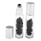 Max 10ml Crystal Glass Roll-onBottle Natural Crystal Stone Obsidian