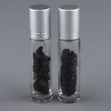 Max 10ml Crystal Glass Roll-onBottle Natural Crystal Stone Obsidian