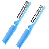 Maxbell 2PC Foldable Travel Pocket Hair Comb/Brush, Double Headed & Portable Blue