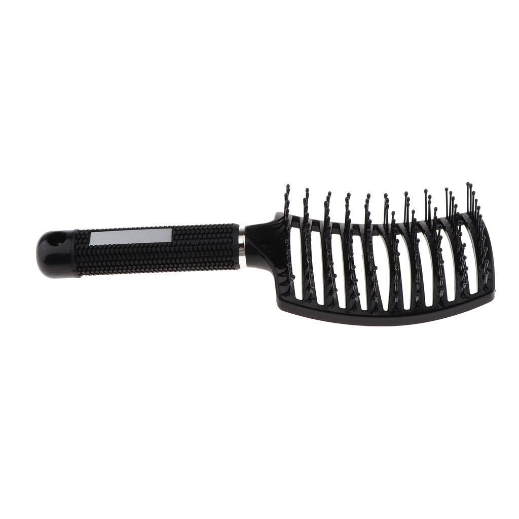 Maxbell Large PVC Vented Hair Brush Hairdressing Big Bend Massage Comb Black - Aladdin Shoppers