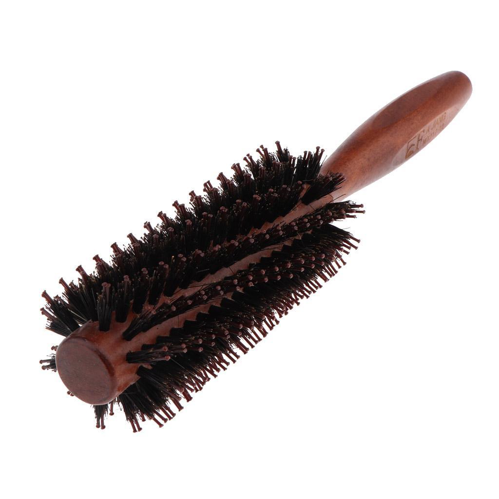 Maxbell Bristles Wood Round Styling Hairbrush Roll Comb for Curling Straight Hair 02 - Aladdin Shoppers