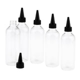 Maxbell 5Pieces 250ml Empty Refillable Cosmetics Sub Bottles Travel Black Tip Cover