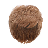 Maxbell 10'' Short Pixie Cut Curly Wig Women Human Hair Layered Wavy Wig Light Brown