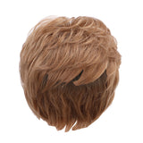 Maxbell 10'' Short Pixie Cut Curly Wig Women Human Hair Layered Wavy Wig Light Brown