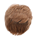 Maxbell 10'' Short Pixie Cut Curly Wig Women Human Hair Layered Wavy Wig Light Brown