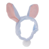 Maxbell Lovely Rabbit Ears Hair Band Soft Flocking Head Wrap Makeup Headband Blue