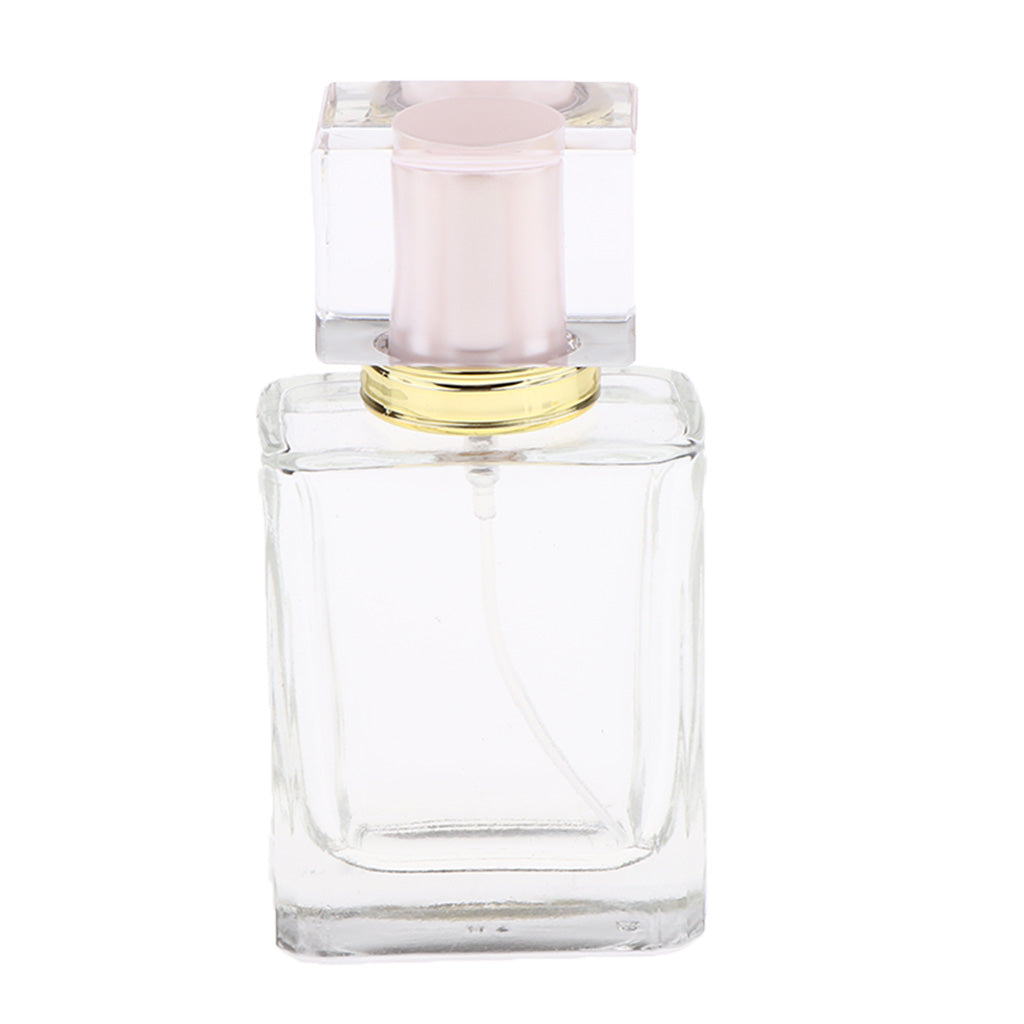 Maxbell Empty Glass Perfume Fragrance Bottle Aftershave Spray Containers 50ml Pink Cap