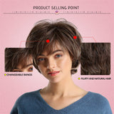 Maxbell 11" Soft Fluffy Short Straight Bob Style Natural Synthetic Curly Full Wig