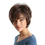 Maxbell 11" Soft Fluffy Short Straight Bob Style Natural Synthetic Curly Full Wig