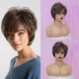Maxbell 11" Soft Fluffy Short Straight Bob Style Natural Synthetic Curly Full Wig