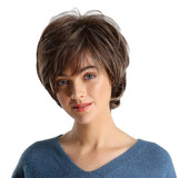 Maxbell 11" Soft Fluffy Short Straight Bob Style Natural Synthetic Curly Full Wig
