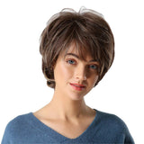 Maxbell 11" Soft Fluffy Short Straight Bob Style Natural Synthetic Curly Full Wig