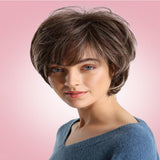 Maxbell 11" Soft Fluffy Short Straight Bob Style Natural Synthetic Curly Full Wig