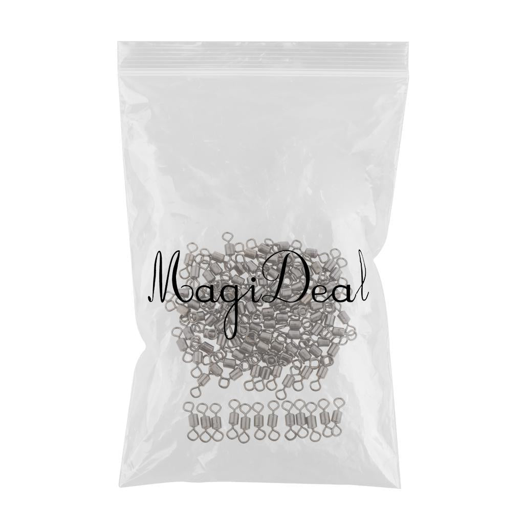 Maxbell 100pcs Fishing Barrel Bearing Rolling Swivel Solid Ring Connector Snap 6
