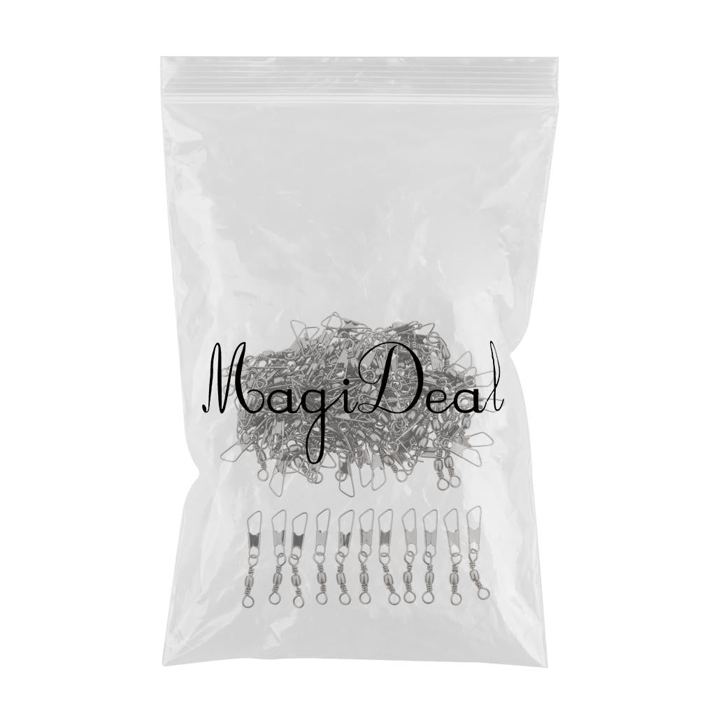 Maxbell 100Pcs Ball Bearing Swivels Coastlock Rolling Swivels Interlock Snap 8A