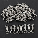 Maxbell 50Pcs Ball Bearing Swivels Fishing Snaps Hook Solid Ring Swivels 7