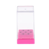 Maxbell 7 Holes Nail Drill Bits Holder Stand Organizer Case Manicure Box Rose Red