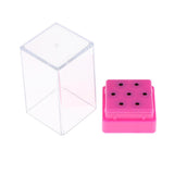 Maxbell 7 Holes Nail Drill Bits Holder Stand Organizer Case Manicure Box Rose Red