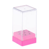Maxbell 7 Holes Nail Drill Bits Holder Stand Organizer Case Manicure Box Rose Red
