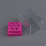 Maxbell 7 Holes Nail Drill Bits Holder Stand Organizer Case Manicure Box Rose Red